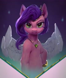 Size: 3501x4096 | Tagged: safe, artist:inkhooves, pipp petals, pegasus, semi-anthro, g5, adorapipp, arm hooves, bipedal, cute, female, human shoulders, jewelry, looking at you, mare, necklace, solo