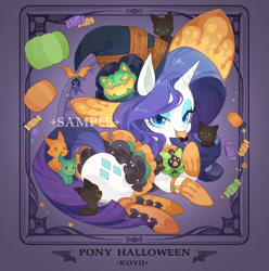 Size: 1024x1032 | Tagged: safe, artist:koyii-kong, rarity, cat, pony, unicorn, g4, butt, candy, clothes, costume, dress, female, food, halloween, halloween costume, licking, lidded eyes, lollipop, looking at you, lying down, mare, plot, rearity, smiling, smiling at you, socks, solo, tongue out, witch costume