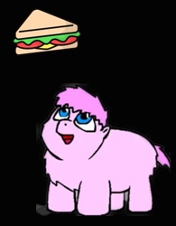 Size: 690x884 | Tagged: safe, artist:egoralexeev, edit, oc, oc:the flying sandwich, fluffy pony, food, looking up, sandwich