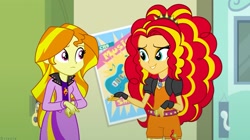 Size: 1903x1065 | Tagged: safe, artist:drizzledazzle, adagio dazzle, sunset shimmer, equestria girls, g4, clothes swap, female, lesbian, palette swap, recolor, ship:sunsagio, shipping, trace