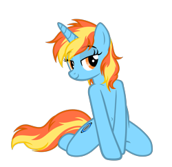 Size: 3659x3546 | Tagged: safe, artist:equestria secret guard, oc, oc only, oc:dusking sky, pony, unicorn, bedroom eyes, belly button, collarbone, female, high res, horn, kneeling, looking at you, mare, sexy, shoulder, simple background, smiling, smiling at you, smirk, solo, transparent background, unicorn oc