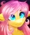 Size: 2366x2766 | Tagged: safe, alternate version, artist:buvanybu, fluttershy, pegasus, pony, g4, ahoge, alternate hairstyle, black background, bust, colored eyebrows, colored pupils, cute, dog lip, ear fluff, female, floppy ears, hair over one eye, hairpin, high res, mare, portrait, shyabetes, simple background, solo
