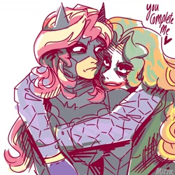 Size: 1300x1300 | Tagged: safe, artist:drizzledazzle, adagio dazzle, sunset shimmer, human, equestria girls, g4, batman, clothes, cosplay, costume, dc comics, dress up, female, halloween, holiday, lesbian, ship:sunsagio, shipping, the joker