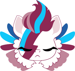 Size: 3365x3219 | Tagged: safe, artist:cutepencilcase, zipp storm, pegasus, pony, g5, aladdin sane, bust, colored wings, david bowie, eyes closed, face paint, high res, portrait, simple background, solo, spread wings, transparent background, white background, wings