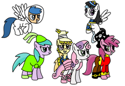 Size: 967x667 | Tagged: safe, artist:maggiethenuggetpony68, aura (g4), cotton cloudy, first base, noi, ruby pinch, sweetie belle, earth pony, pegasus, pony, unicorn, g4, adorabase, alternate mane six, astronaut, astronaut first base, aurabetes, ballerina, ballet slippers, best friends, boots, cleopatra, cleopatra cotton cloudy, clothes, colored, costume, cottonbetes, cute, diasweetes, dress, female, first base can fly, flapping, flying, foal, friends, grin, group, halloween, halloween costume, hat, helmet, hennin, holiday, hooves, hooves up, mare, noiabetes, older, older aura (g4), older cotton cloudy, older first base, older noi, older ruby pinch, older sweetie belle, open mouth, open smile, pegasus first base, pinchybetes, pirate, pirate hat, pirate pinch, princess, princess aura, princess costume, race swap, scarecrow, scarecrow noi, sextet, shoes, simple background, slippers, smiling, space helmet, spacesuit, sweetierina, transparent background