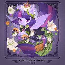Size: 1024x1032 | Tagged: safe, artist:koyii-kong, twilight sparkle, alicorn, bat pony, bat pony alicorn, ghost, pony, undead, g4, bat ponified, bat wings, clothes, costume, crown, female, halloween, halloween costume, horn, jewelry, mare, race swap, regalia, solo, twibat, twilight sparkle (alicorn), wings
