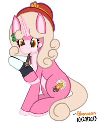Size: 610x760 | Tagged: safe, artist:bloonacorn, oc, oc only, oc:bloona blazes, pony, unicorn, /mlp/ tf2 general, hat, horn, paintbrush, simple background, solo, team fortress 2, transparent background, unicorn oc