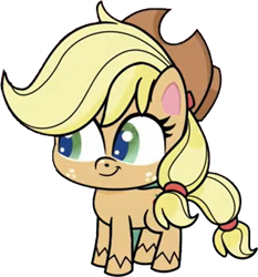Size: 437x469 | Tagged: safe, edit, edited screencap, editor:pascalmulokozi2, screencap, applejack, earth pony, pony, cute impact, g4, g4.5, my little pony: pony life, applejack's hat, background removed, cowboy hat, female, hat, mare, not a vector, simple background, solo, transparent background