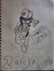 Size: 1512x2016 | Tagged: safe, artist:woons, derpibooru exclusive, oc, oc only, oc:blackjack, pony, unicorn, fallout equestria, fallout equestria: project horizons, clothes, fanfic art, hat, peaked cap, sketch, sunglasses, traditional art, wanted poster, wip