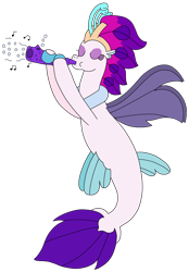Size: 2208x3180 | Tagged: safe, artist:supahdonarudo, queen novo, seapony (g4), series:novoember, g4, my little pony: the movie, bubble, high res, holding, music notes, musical instrument, playing instrument, simple background, transparent background