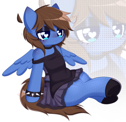 Size: 2560x2476 | Tagged: safe, alternate character, alternate version, artist:arwencuack, oc, oc only, oc:bizarre song, pegasus, anthro, commission, crossdressing, female, heart, heart eyes, high res, solo, wingding eyes, ych result, zoom layer