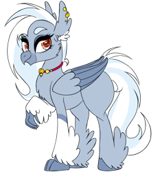 Size: 4132x4439 | Tagged: safe, artist:nomipolitan, oc, oc only, oc:maelstrom, hippogriff, absurd resolution, ear piercing, earring, female, jewelry, large butt, necklace, piercing, simple background, solo, transparent background, unshorn fetlocks, wings