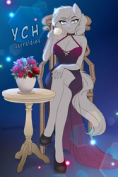 Size: 2000x3000 | Tagged: safe, artist:jerraldina, pony, anthro, clothes, commission, dress, female, high heels, high res, shoes, your character here