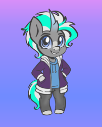 Size: 1391x1720 | Tagged: safe, artist:northglow, oc, oc only, oc:flame belfrey, pony, unicorn, gradient background, solo