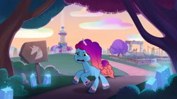 Size: 3072x1727 | Tagged: safe, screencap, misty brightdawn, pony, unicorn, g5, misty moves in, my little pony: tell your tale, spoiler:g5, spoiler:my little pony: tell your tale, spoiler:tyts01e65, crying, crystal brighthouse, female, mare, open mouth, rebirth misty, running, sad, solo, teary eyes