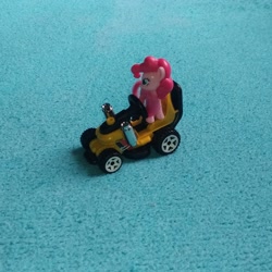 Size: 2000x2000 | Tagged: safe, artist:tom artista, pinkie pie, earth pony, pony, g4, driving, high res, hot wheels, irl, kinder egg, photo, toy