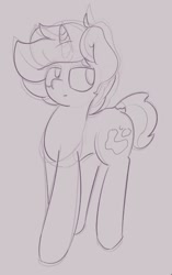 Size: 330x527 | Tagged: safe, artist:umbreow, oc, oc:vigilant shroud, pony, unicorn, male, monochrome, solo, stallion