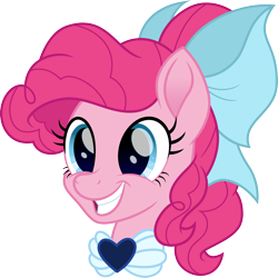 Size: 1600x1600 | Tagged: safe, artist:cloudy glow, part of a set, pinkie pie, earth pony, pony, g4, bow, disney, disney 100, disney princess, disney princess ponies, head, movie accurate, princess ariel, simple background, smiling, solo, the little mermaid, transparent background