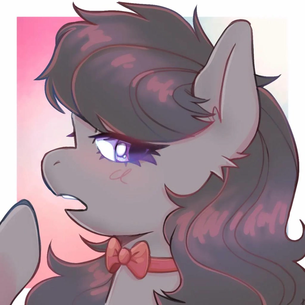 [blushing,bowtie,bust,earth pony,female,g4,mare,open mouth,pony,profile,safe,solo,ear fluff,octavia melody,lidded eyes,blush scribble,artist:shorthalves]