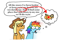 Size: 2754x1791 | Tagged: safe, artist:punkittdev, applejack, rainbow dash, earth pony, pegasus, pony, g4, applebutt, butt, dialogue, duo, duo female, eyes closed, female, high res, horsecomix, huge butt, large butt, mare, meme, open mouth, plot, simple background, speech bubble, sweat, thought bubble, white background