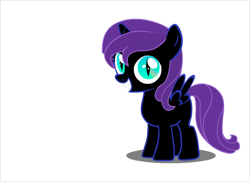 Size: 552x402 | Tagged: safe, artist:jovey4, oc, oc only, oc:nyx, alicorn, pony, alicorn oc, animation in the source, double rainboom puppet, female, filly, filly oc, flash puppet, foal, grin, horn, preview, shadow, simple background, slit pupils, smiling, solo, spread wings, white background, white sclera, wings