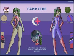 Size: 2500x1875 | Tagged: safe, artist:devillustart, oc, oc:camp fire(fireverse), human, equestria girls, g4, clothes, fireheart76's latex suit design, gloves, humanized, latex, latex boots, latex gloves, latex suit, prisoners of the moon, reference sheet, rubber, rubber boots, rubber gloves, rubber suit