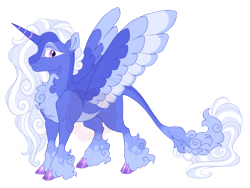 Size: 3600x2700 | Tagged: safe, artist:gigason, oc, oc only, oc:sleeping beauty, alicorn, pony, alicorn oc, chest fluff, cloven hooves, colored eyelashes, colored hooves, colored wings, gradient hooves, high res, horn, leonine tail, magical lesbian spawn, multicolored wings, nonbinary, obtrusive watermark, offspring, pale belly, parent:princess luna, parent:trixie, parents:luxie, purple eyes, simple background, solo, spread wings, standing, striped horn, tail, transparent background, unshorn fetlocks, watermark, white eyelashes, wings