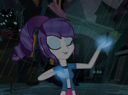 Size: 1024x765 | Tagged: safe, artist:cotton--candyy, rarity, equestria girls, g4, clothes, clothes swap, jacket, rain, shirt, skirt, solo, vest