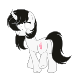 Size: 3233x3260 | Tagged: safe, artist:equestria secret guard, oc, oc only, oc:taoyvfei, ghost, ghost pony, pony, undead, unicorn, butt, female, high res, horn, looking at you, looking back, mare, plot, rear view, simple background, solo, transparent background, unicorn oc, walking