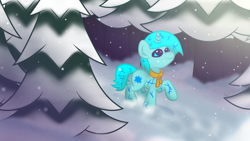 Size: 1920x1080 | Tagged: safe, artist:imlpidimon, oc, oc only, pony, unicorn, digital art, horn, light, order, snow, snowfall, tree, unicorn oc, winter