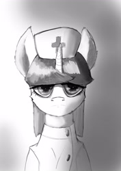 Size: 3508x4961 | Tagged: safe, artist:nergo, oc, oc only, pony, cross, gradient background, medical, nurse, scale, solo