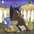 Size: 900x900 | Tagged: safe, artist:kevinsano, princess luna, alicorn, bird, crow, anthro, unguligrade anthro, g4, female, gourd, hay, hay bale, mare, patreon, patreon logo, pumpkin, sash, solo