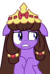 Size: 900x1327 | Tagged: safe, artist:ladylullabystar, oc, oc only, oc:plushie star, earth pony, pony, crown, female, floppy ears, jewelry, mare, regalia, simple background, solo, transparent background