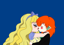 Size: 1840x1300 | Tagged: safe, artist:spike17, spike, human, g4, blondie lockes, crossover, crossover shipping, duo, ever after high, female, hug, human spike, humanized, kiss on the lips, kissing, male, orange hair, ship:blondike, shipping, spike x ever after high, straight