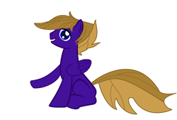 Size: 2090x1412 | Tagged: safe, artist:hurricanehunter03, oc, oc:wing front, pegasus, pony, base used, blue eyes, brown mane, brown tail, male, missing cutie mark, pegasus oc, purple fur, simple background, sitting, solo, tail, talking, white background, wings