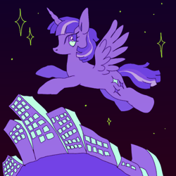 Size: 1000x1000 | Tagged: safe, artist:fluttershyes, twilight sparkle, alicorn, pony, g4, city, solo, twilight sparkle (alicorn)