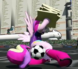 Size: 853x755 | Tagged: safe, princess cadance, g4, 3d, 4chan cup, censored butt, football, hi anon, meme, pizza box, sports, strategically covered, that pony sure does love pizza