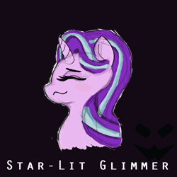 Size: 1400x1400 | Tagged: safe, artist:zizkil, starlight glimmer, pony, unicorn, g4, :3, bust, eyes closed, female, mare, portrait, simple background, solo, song cover
