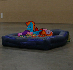 Size: 575x553 | Tagged: safe, edit, oc, oc:samudash, pegasus, pony, ball pit, dashcon, kirby, kirby (series), photo