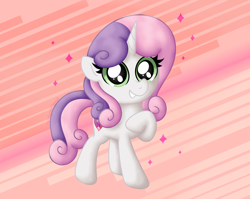 Size: 2807x2230 | Tagged: safe, artist:background basset, sweetie belle, pony, unicorn, g4, abstract background, cute, diasweetes, female, high res, hoof on chest, mare, older, older sweetie belle, smiling, solo