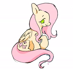 Size: 2048x1996 | Tagged: safe, artist:fluttershyes, fluttershy, pegasus, pony, g4, simple background, solo, white background