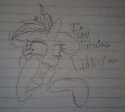 Size: 759x680 | Tagged: safe, artist:umbreow, rarity, pony, g4, it isn't the mane thing about you, derp, lined paper, monochrome, raribald, solo, traditional art