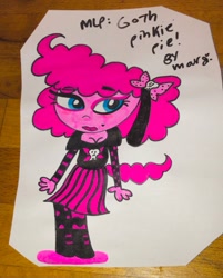 Size: 1151x1433 | Tagged: safe, artist:mgmillustrations, pinkie pie, earth pony, anthro, equestria girls, g4, female, goth, solo, traditional art