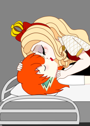 Size: 1187x1651 | Tagged: safe, artist:spike17, spike, human, g4, apple white, crossover, crossover shipping, crying, duo, ever after high, female, gray background, human spike, humanized, kiss on the lips, kissing, male, orange hair, ship:spikewhite, shipping, simple background, spike x ever after high, straight