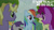 Size: 2000x1123 | Tagged: safe, edit, edited screencap, editor:quoterific, screencap, aura (g4), berry punch, berryshine, parasol, ponet, rainbow dash, snails, tornado bolt, g4, my little pony: friendship is magic, the mysterious mare do well