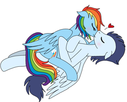 Size: 901x720 | Tagged: safe, artist:dasher666, artist:tinuleaf, edit, rainbow dash, soarin', pegasus, pony, g4, female, kiss on the lips, kissing, male, mare, ship:soarindash, shipping, simple background, stallion, straight, white background