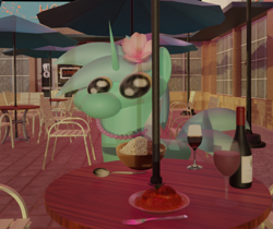 Size: 1076x905 | Tagged: safe, artist:pissmaster3000, lyra heartstrings, g4, 3d, blender, date, diner, looking at you, numget