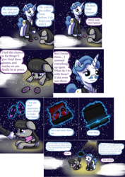 Size: 1970x2790 | Tagged: safe, artist:esuka, fancypants, octavia melody, ask-canterlot-musicians, g4, ask, magic, sunglasses