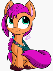 Size: 750x1000 | Tagged: safe, artist:25ultragamer, sunny starscout, earth pony, pony, g5, cute, female, mare, simple background, sitting, smiling, solo, sunnybetes, white background