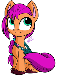 Size: 750x1000 | Tagged: safe, artist:25ultragamer, sunny starscout, earth pony, pony, g5, cute, female, mare, simple background, sitting, smiling, solo, sunnybetes, white background